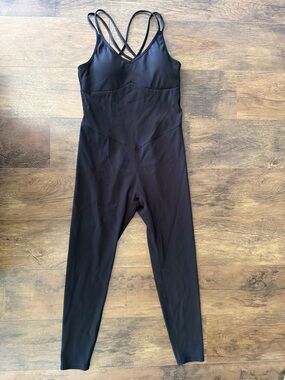 Black Strappy V-Neck Jumpsuit for Women
